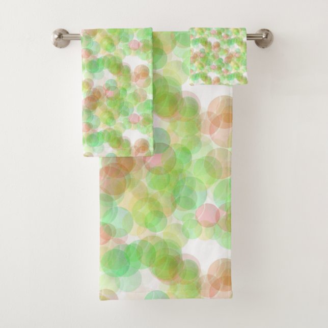 Blue Green Yellow White Modern Abstract Elegant Bath Towel Set (Insitu)