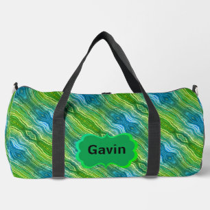 Blue Green Yellow Zigzag Duffle Bag