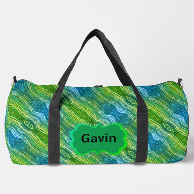 Blue Green Yellow Zigzag Duffle Bag (Front)