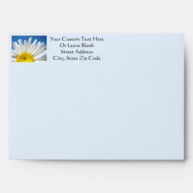 Blue Greeting Card envelop White Daisy Flowers Envelopes (Front)