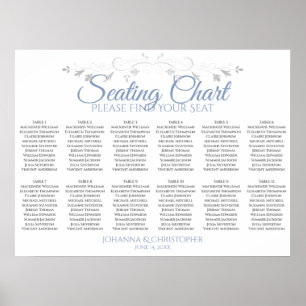 Blue & Grey 12 Table Wedding Seating Chart