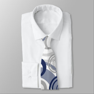 Blue Grey Abstract Circles Pattern Tie