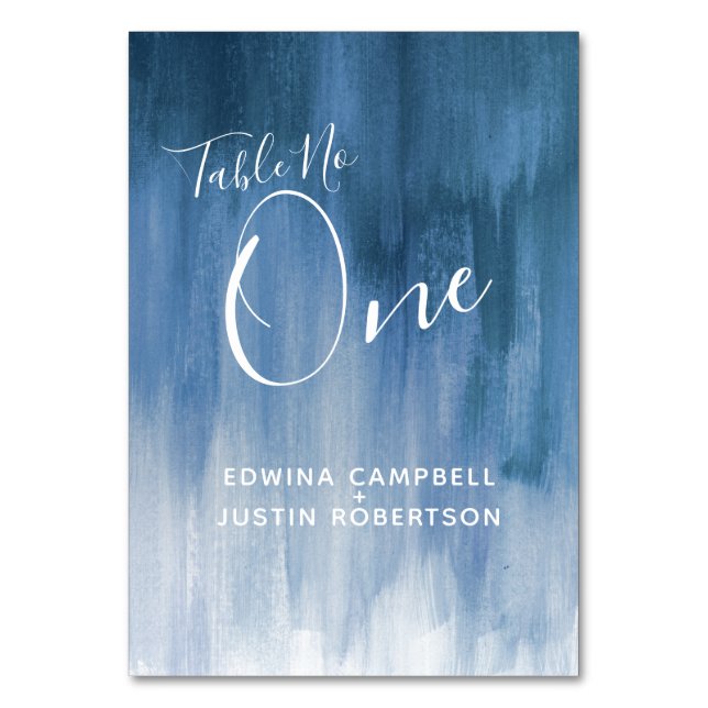 Blue grey abstract modern art table number one (Back)