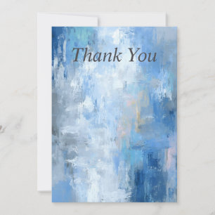 Blue & Grey Abstract Paint Thank You Card