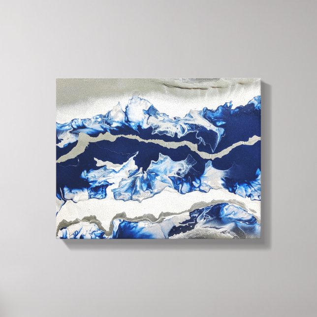 Blue Grey Acrylic Painting Abstract Background Art Canvas Print (Front)