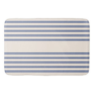 Blue-grey and beige five stripe pattern bath mat