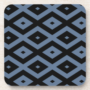 Blue grey and black diamond pattern coaster