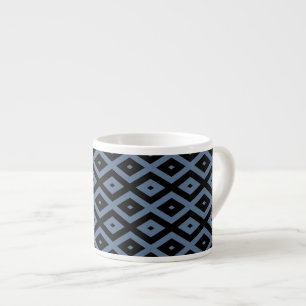 Blue grey and black diamond pattern espresso cup