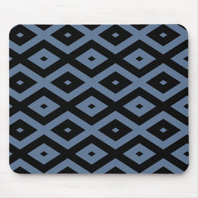 Blue grey and black diamond pattern mouse pad (Front)