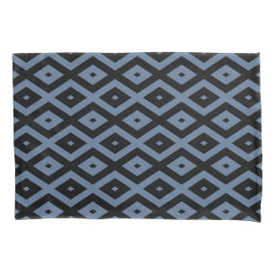 Blue grey and black diamond pattern pillowcase