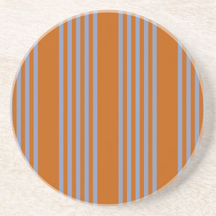 Blue-grey and burnt orange five stripe pattern coaster