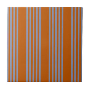 Blue-grey and burnt orange five stripe pattern tile