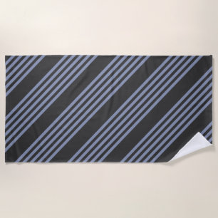 Blue-grey and charcoal five stripe pattern beach towel