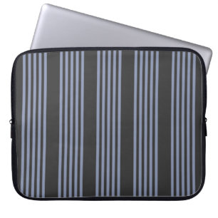 Blue-grey and charcoal five stripe pattern laptop sleeve