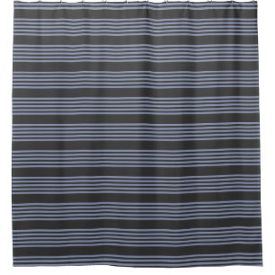 Blue-grey and charcoal five stripe pattern shower curtain