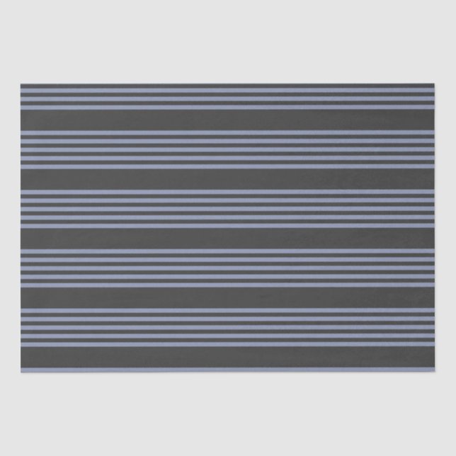 Blue-grey and charcoal five stripe pattern tissue paper (Front)