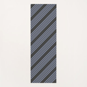 Blue-grey and charcoal five stripe pattern yoga mat