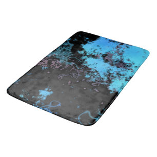 Blue, Grey and Purple Marble Abstract Bath Mat