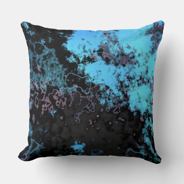 Blue, Grey and Purple Marble Abstract Cushion (Front)