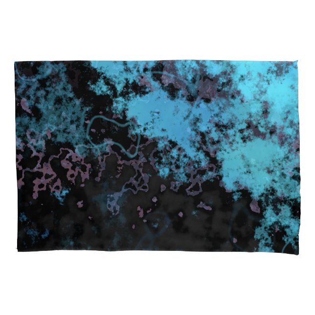 Blue, Grey and Purple Marble Abstract Pillowcase (Front)
