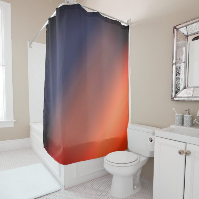 Blue, grey and red gradient. Ombre. shower curtain (In Situ)