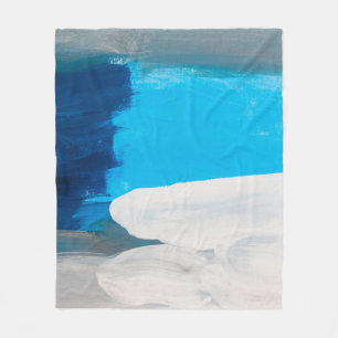 Blue, Grey and White Abstract Art Painting backgro Fleece Blanket