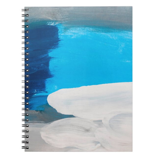 Blue, Grey and White Abstract Art Painting backgro Notebook (Front)