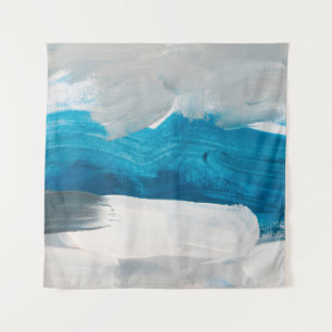 Blue, Grey and White Abstract Art Painting backgro Tapestry