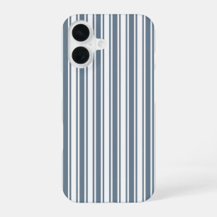 Blue-grey and white candy stripes Case-Mate iPhone 16 Case