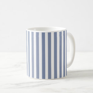 Blue grey and white candy stripes coffee mug