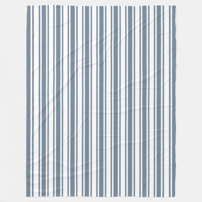 Blue-grey and white candy stripes fleece blanket (Front)