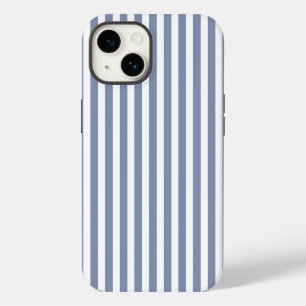 Blue grey and white candy stripes iPhone 14 case