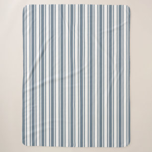 Blue-grey and white candy stripes sherpa blanket