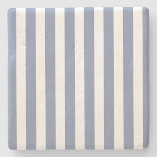 Blue grey and white candy stripes stone coaster