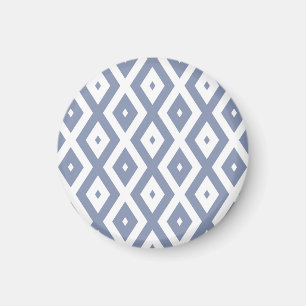 Blue grey and white diamond pattern magnet