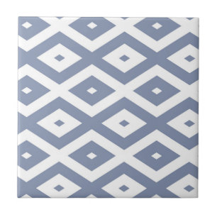 Blue grey and white diamond pattern tile