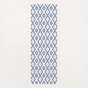 Blue grey and white diamond pattern yoga mat