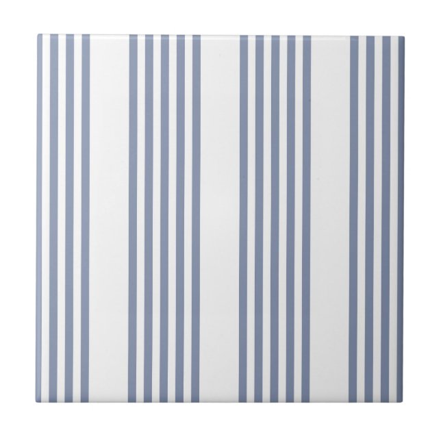 Blue-grey and white five stripe pattern tile (Front)