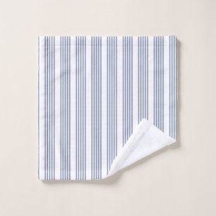 Blue-grey and white five stripe pattern wash cloth