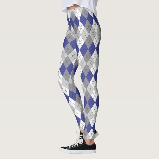 Blue Grey Argyle Pattern Leggings (Left)