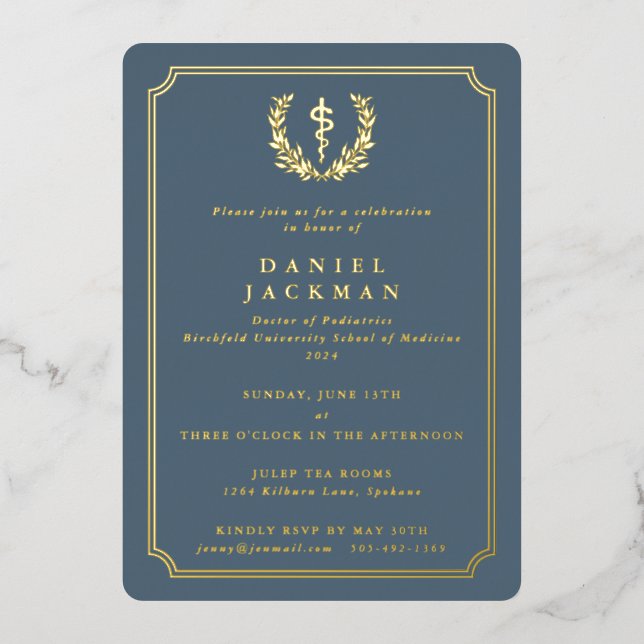 Blue-Grey Asclepius Medical School Graduation (Front)