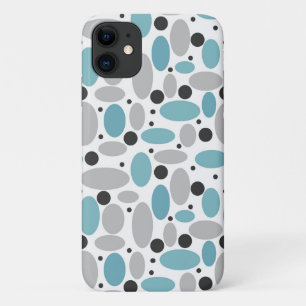 blue grey bean polka dot retro pattern home decor  Case-Mate iPhone case