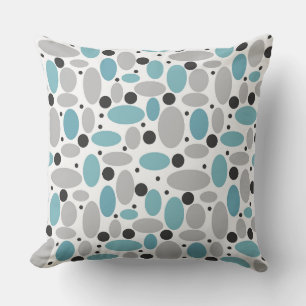 blue grey bean polka dot retro pattern home decor cushion