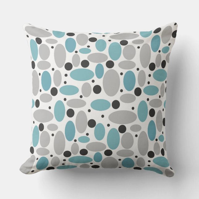 blue grey bean polka dot retro pattern home decor  cushion (Front)