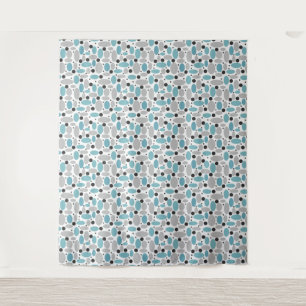blue grey bean polka dot retro pattern home decor tapestry