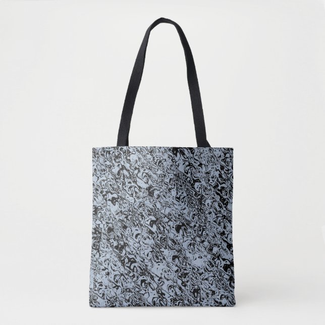 Blue Grey Black Abstract Pattern Tote Bag (Front)