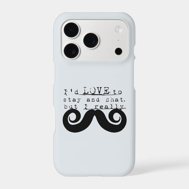 Blue Grey Black Funny Humor I Mustache (Back)