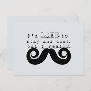 Blue Grey Black Funny Humor I Mustache Postcard