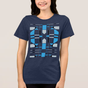 Blue Grey Black Geometric Southwest MCM-inspired  Tri-Blend Shirt