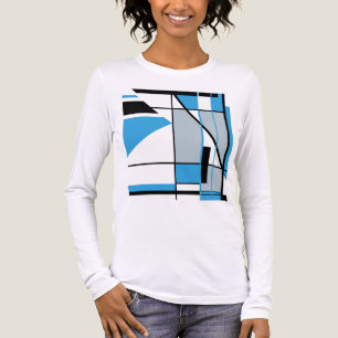 Blue Grey Black Mosaic Geometric Abstract MCM Look Tri-Blend Shirt